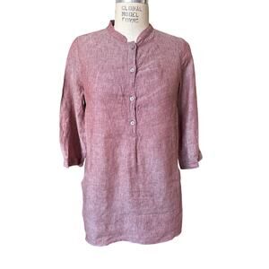 Poetry Natural Linen Tunic in Pale Red Size 4